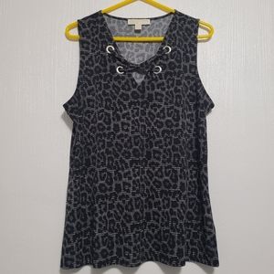 Michael Kors | Grey leopard sleeveless blouse